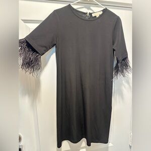 MICHAEL Michael Kors Black Dress with Feathered Detail - Never Worn